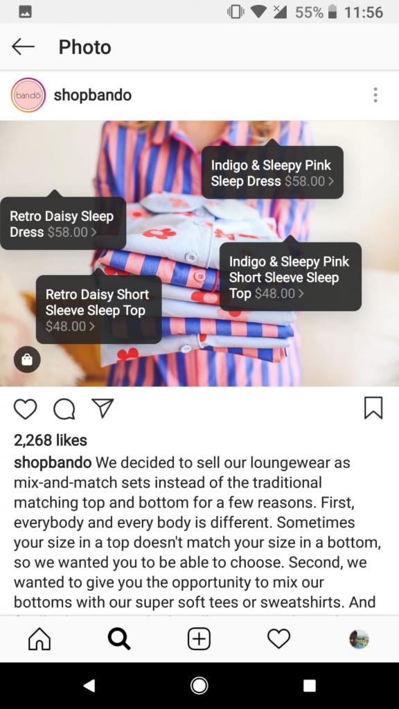 Shopbando showing their name and price